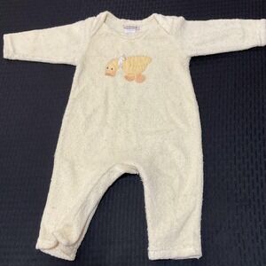 Cachcach Romper Infant Unisex‎ 9M White Duck Applique Fuzzy One Piece Made USA